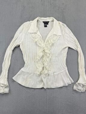 Chapter One Women's White Ruffle Blouse